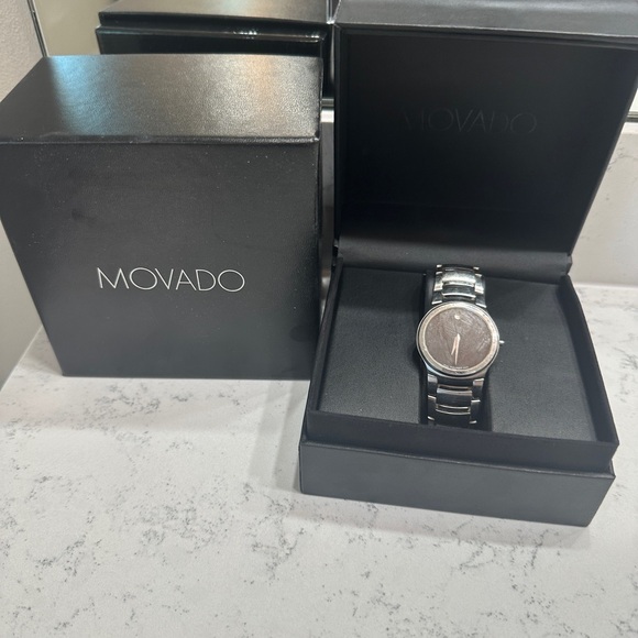 Movado Silver and Black Men's Watch - Picture 1 of 5